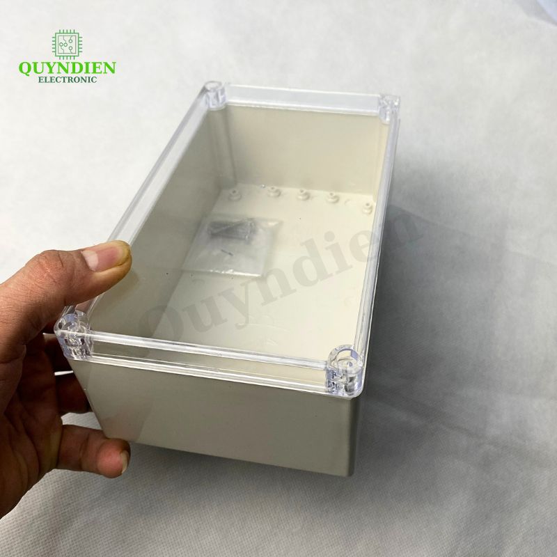 Hộp nhựa ABS điện tử 200x120x80mm màu Trắng nắp Trong Vy Anh