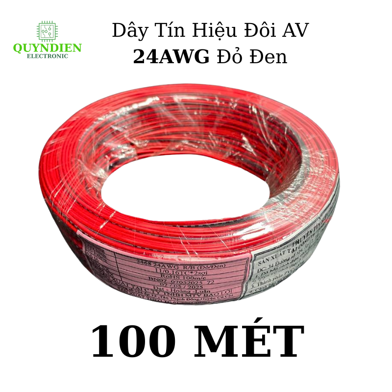 Dây Tín Hiệu Đôi AV 24AWG Đỏ Đen – Chống Nhiễu, Bền Bỉ, Chuẩn RoHS