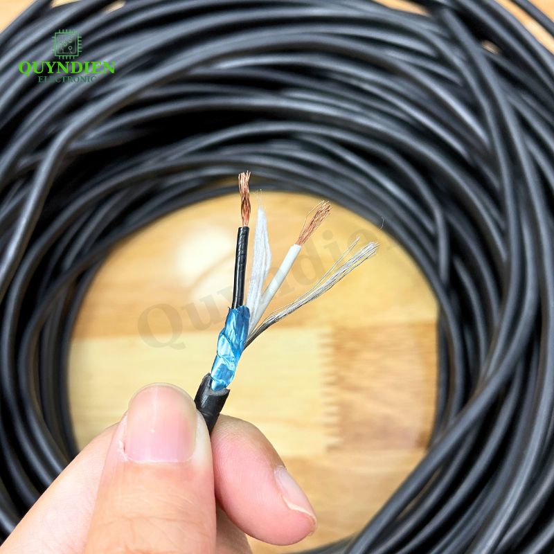 1 mét dây tín hiệu chống nhiễu 3 pin màu đen 4.5mm. Dây linde 3 ruột