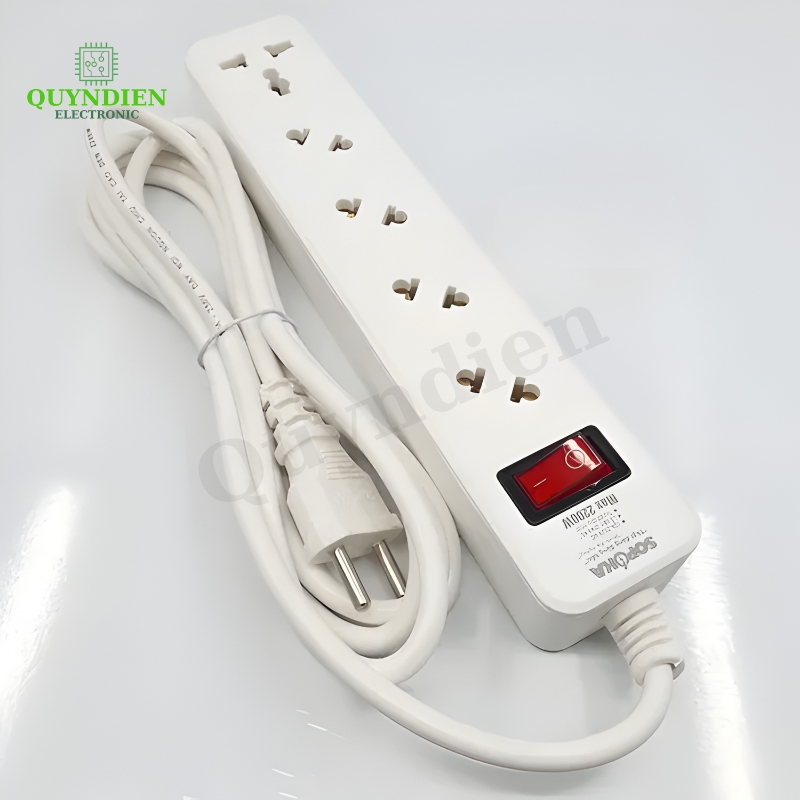 Ổ Cắm Lõi sứ chống cháy 5 Cửa Chéo con tắc 2200W  - VAT - Ổ cắm chéo 5 cửa 2200W 5A2-5