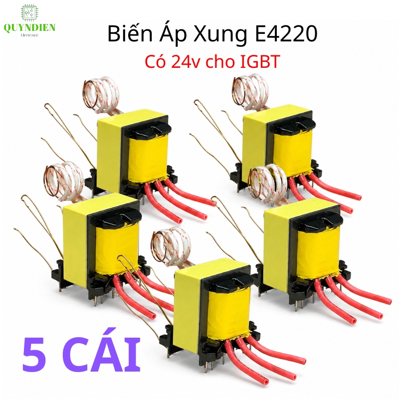 Biến Áp Xung Quấn Mới E4220 Vuông (Có Nguồn Phụ 24V Dùng Cho IGBT)