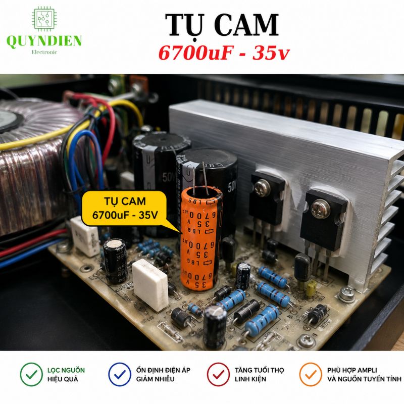 Tụ lộc nguồn LBG 6700uF 35V màu CAM chân mềm (18x40mm)