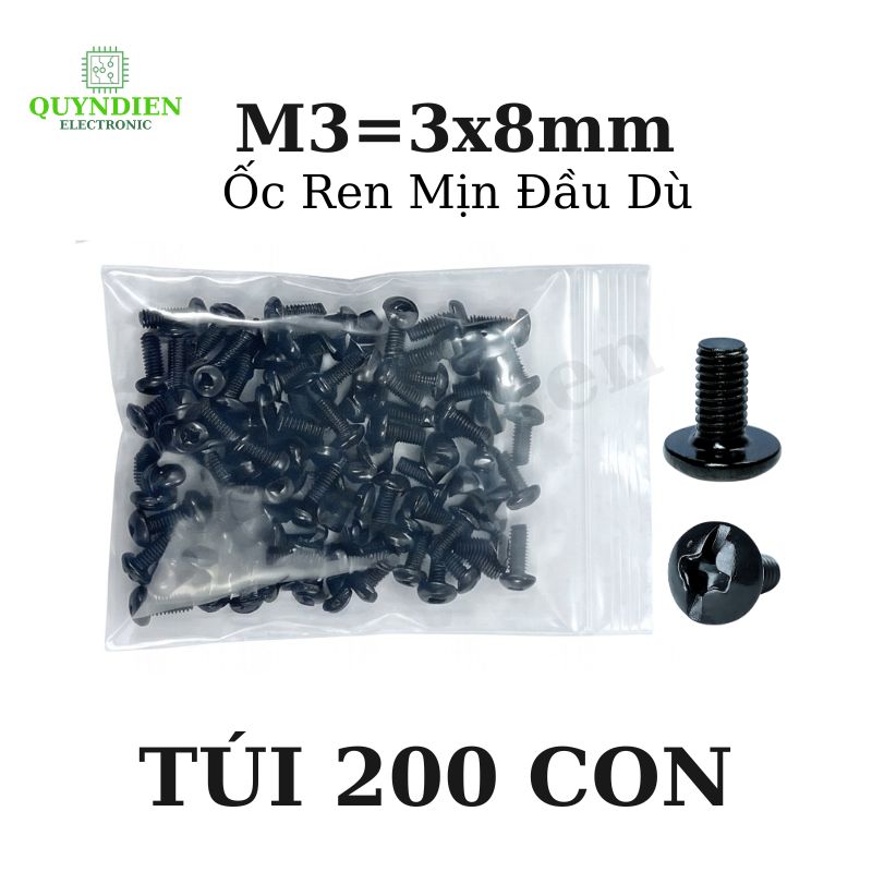 Ốc Vít Ren Mịn Đầu Dù M3x8mm