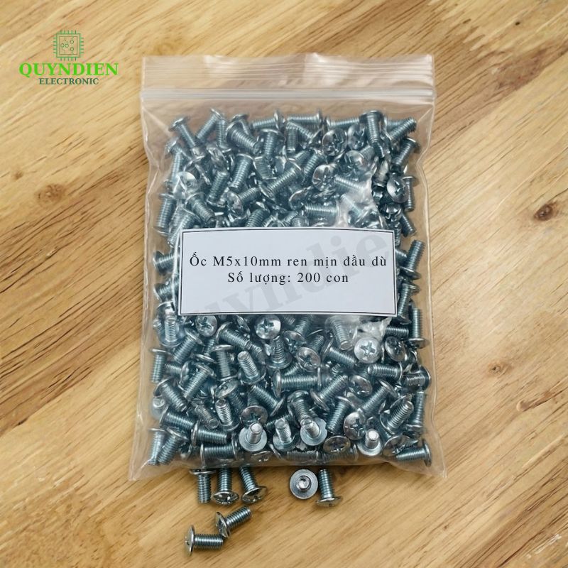 Ốc Vít Đầu Dù Ren Mịn M5=5x10mm Màu Trắng