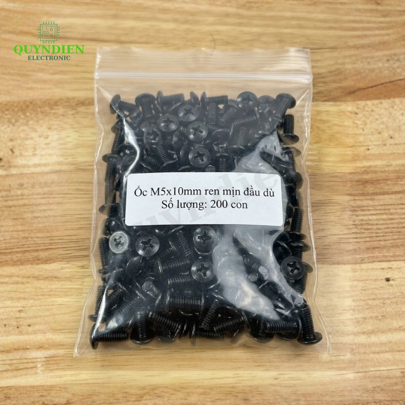 Ốc Vít Đầu Dù Ren Mịn M5=5x10mm Màu Đen