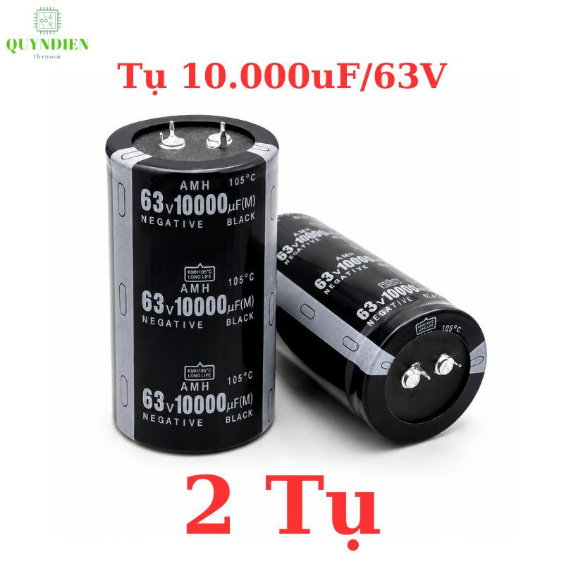 Tụ hóa lọc nguồn 10.000uf - 63v màu đen dùng trong thiết bị âm thanh, nguồn xung, và các mạch điện công suất lớn