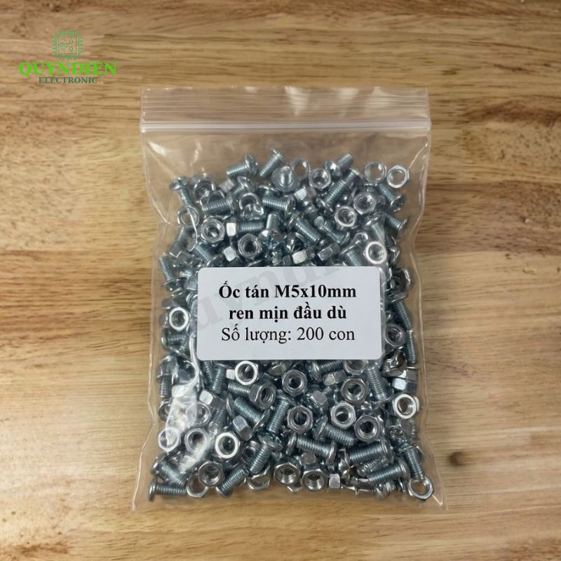 Ốc Vít Ren Mịn Đầu Dù M5x10mm Có Kèm Tán Màu Trắng