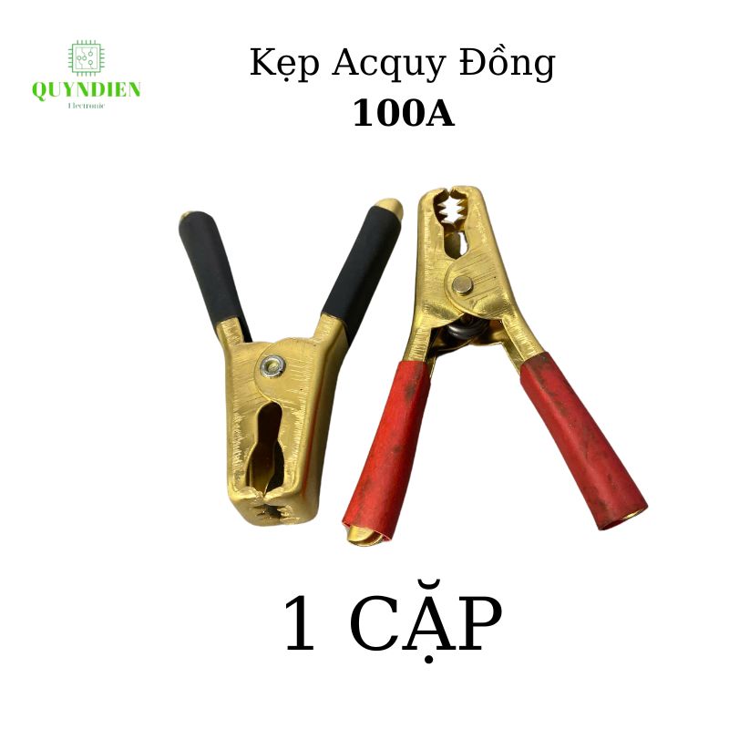 Kẹp ắc quy Acquy 100A Đồng Nguyên Chất (Đỏ + Đen), 93mm, Lò Xo Cực Kì Khỏe.