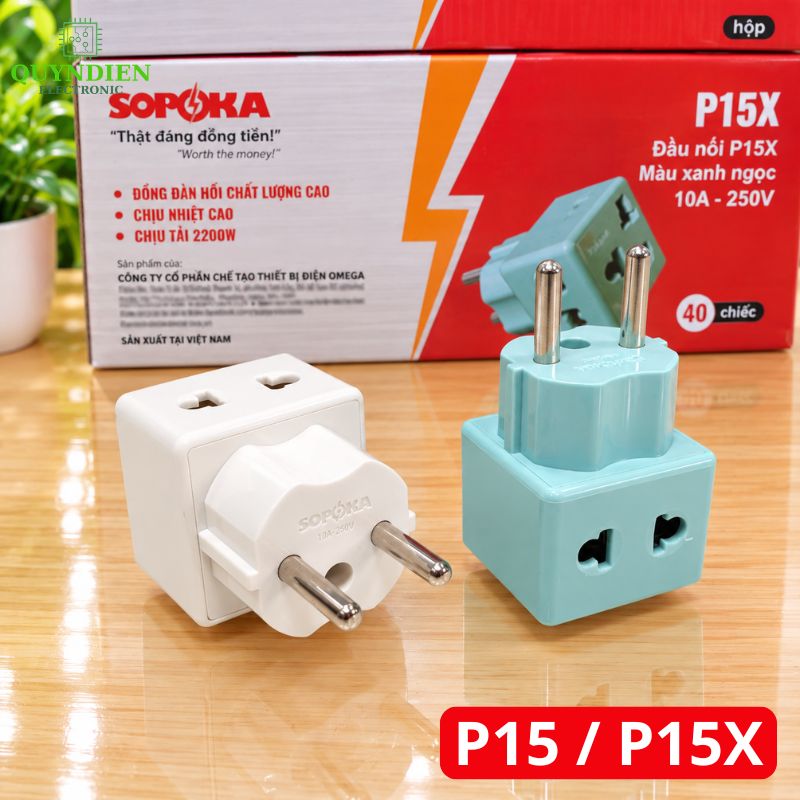 Đầu Nối Phích Cắm Chia Điện 2 Lỗ Đa Năng P15 SOPOKA