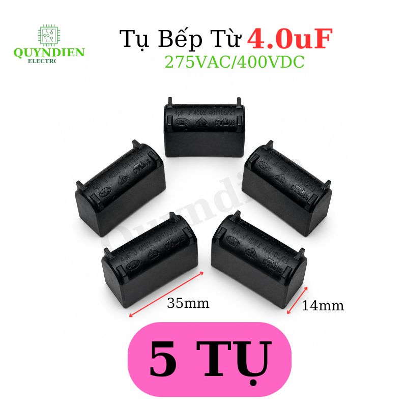 Tụ Bếp Từ 4uF 275VAC 400VDC Màu Xanh Loại Đứng
