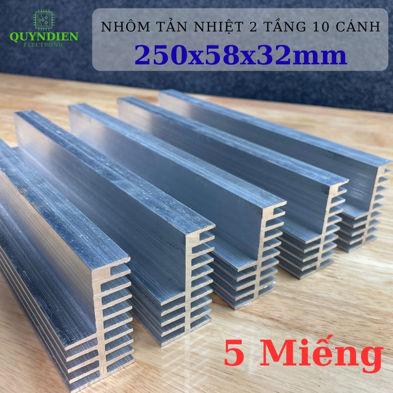 Nhôm Tản Nhiệt 2 Tầng 10 Cánh 250x58x32mm