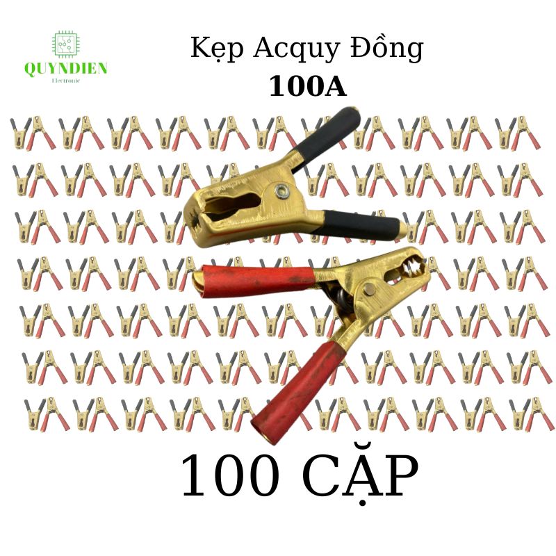 Kẹp ắc quy Acquy 100A Đồng Nguyên Chất (Đỏ + Đen), 93mm, Lò Xo Cực Kì Khỏe.