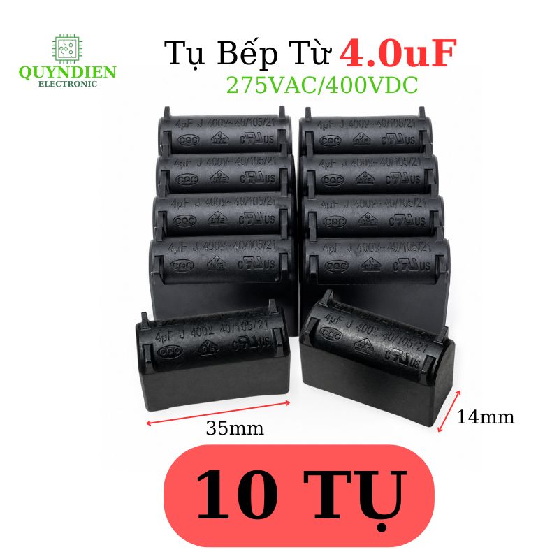 Tụ Bếp Từ 4uF 275VAC 400VDC Màu Xanh Loại Đứng