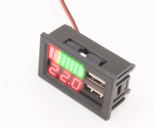 Thiết bị đo dung lượng Pin Đồng hồ điện tử LED 12.6V hiển thị kĩ thuật số có 2 cổng USB
