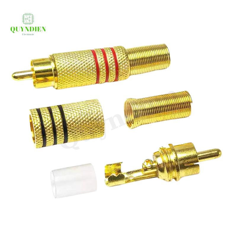 Jack Hoa Sen Mạ Vàng - Jack RCA AV Bắt Vít (1 đôi - đỏ + đen)