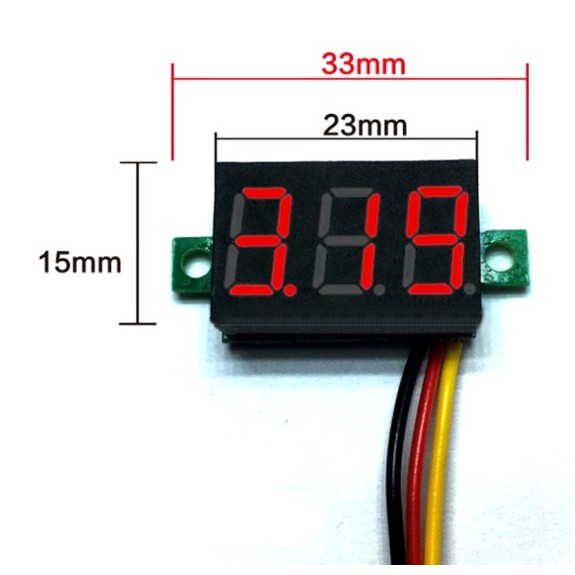 Vôn kế Đồng Hồ Led Đo Áp - Volt DC 3 Dây 0.28 inch 0~100V Có Điều Chỉnh Sai Số