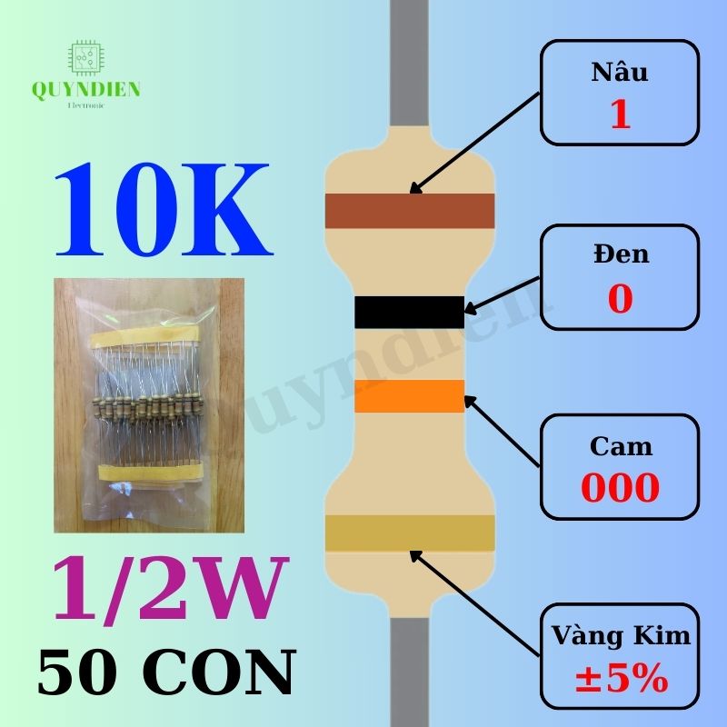 Điện trở Đài Loan 1/2W - 10K