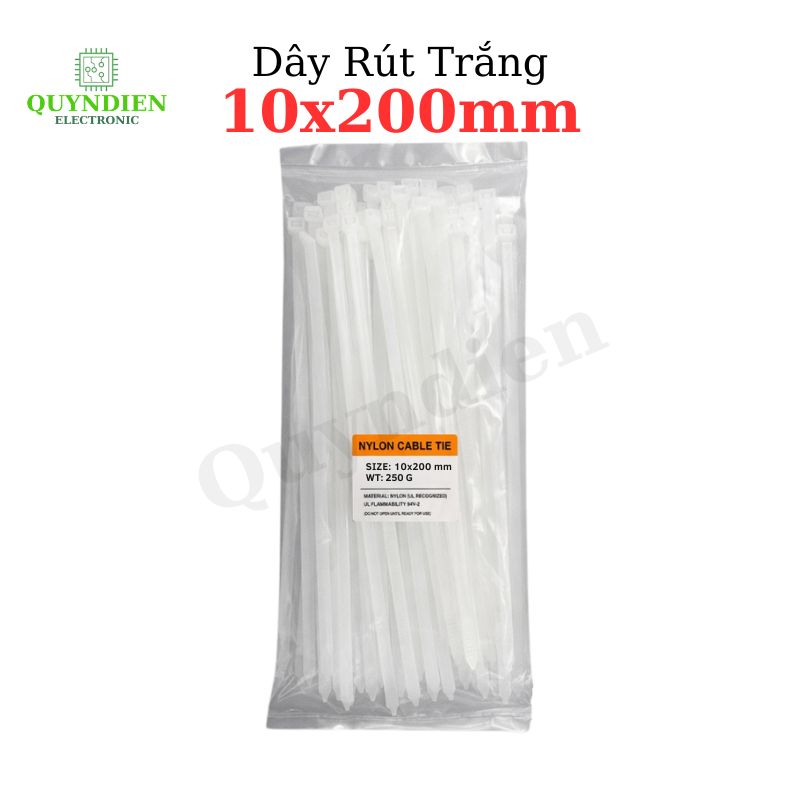 Dây Rút Nhựa Nhiều Kích Cỡ Màu Trắng Đen - Túi 250gram
