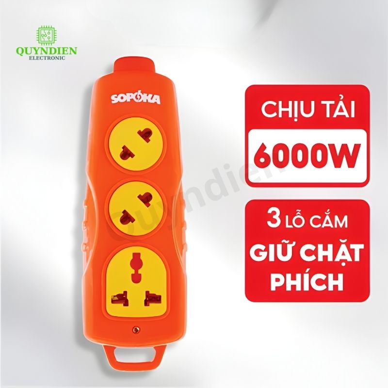 Ổ Cắm Siêu Tải 3 Lỗ Chéo 6000W
