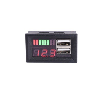 Thiết bị đo dung lượng Pin Đồng hồ điện tử LED 12.6V hiển thị kĩ thuật số có 2 cổng USB