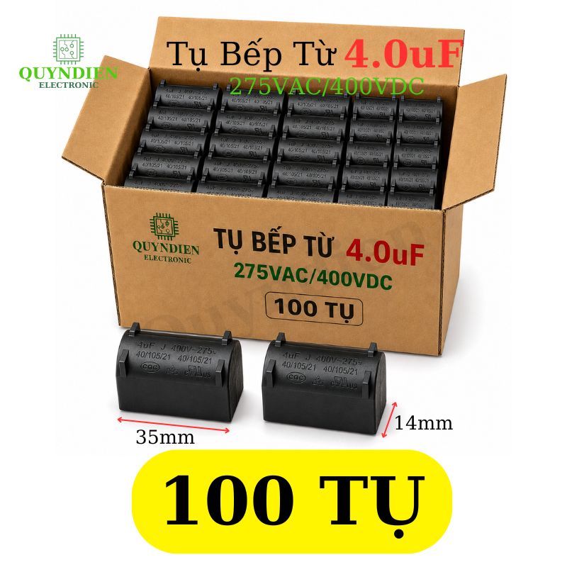 Tụ Bếp Từ 4uF 275VAC 400VDC Màu Xanh Loại Đứng