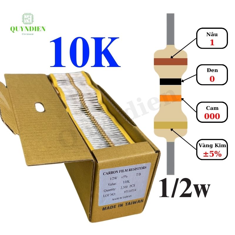 Điện trở Đài Loan 1/2W - 10K
