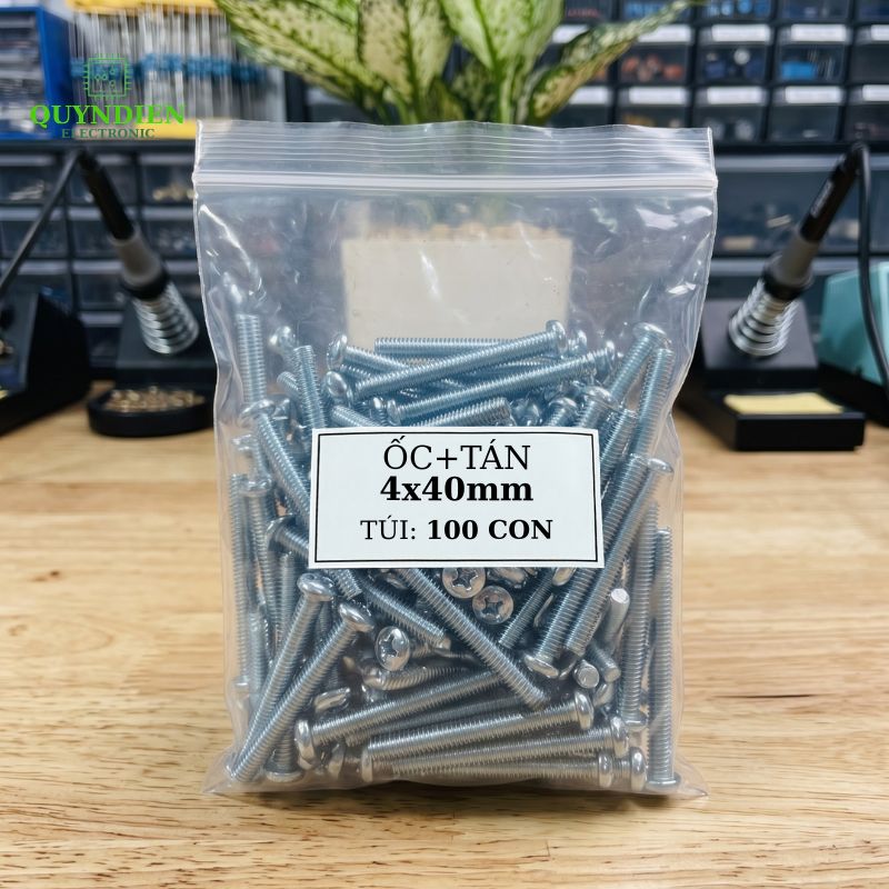 Ốc Vít M4x40mm Có Kèm Tán - Túi 100 Con