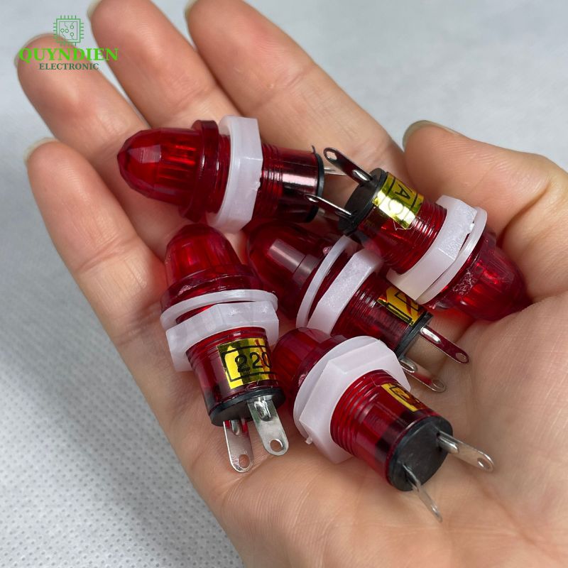 Bóng đèn báo pha 2 chân 220v màu đỏ 10mm