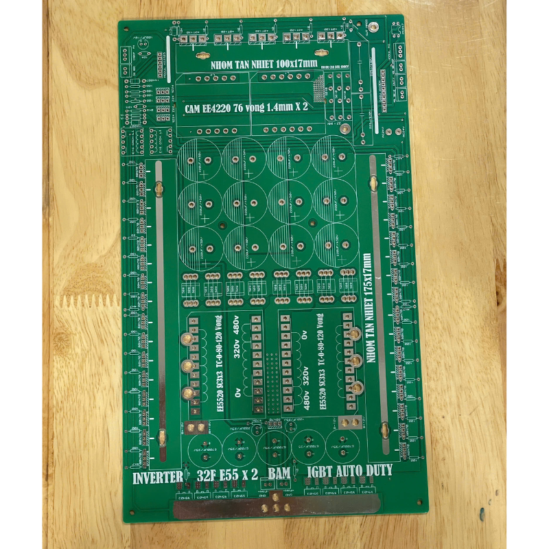 PCB bo mạch kích đ iện 32 fet nhỏ 2 biến áp E5520 đảo pha băm IGBT Auto Duty (Kèm dao động)