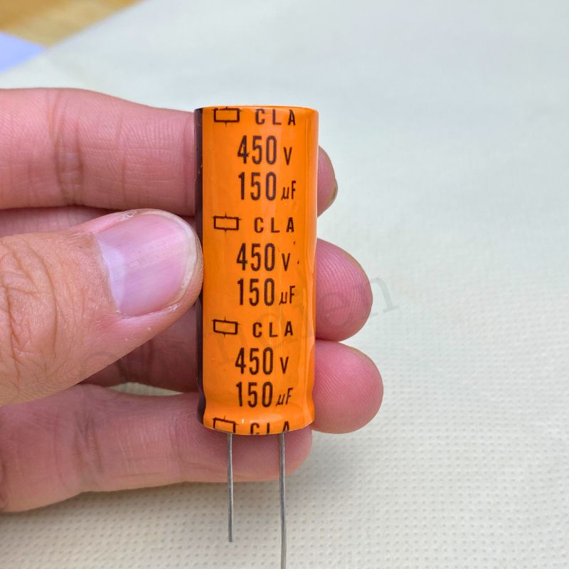 Tụ Lọc Nguồn 150uf 450V DC mới màu cam 18x45mm
