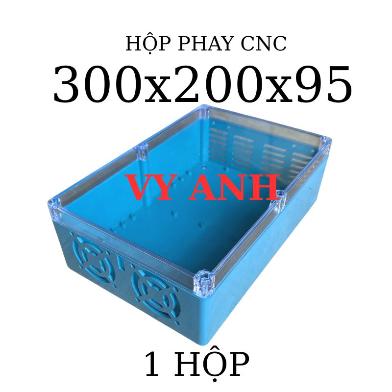 Hộp nhựa khoan sẵn VY ANH 300x200x95mm Xanh Nắp Trong