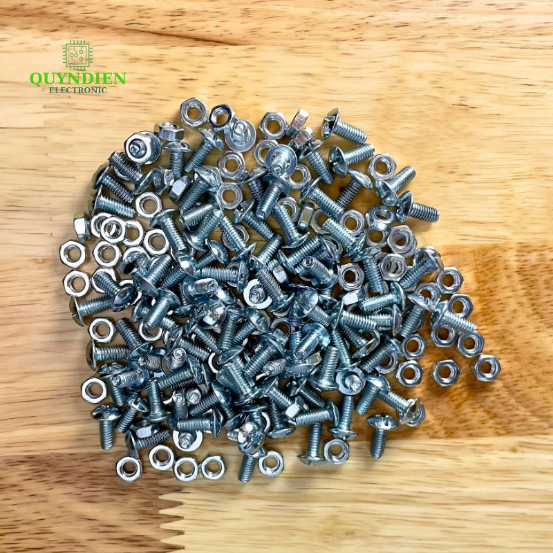 Ốc Vít M4=4x10mm Kèm Tán Ren Mịn Đầu Dù Màu Trắng