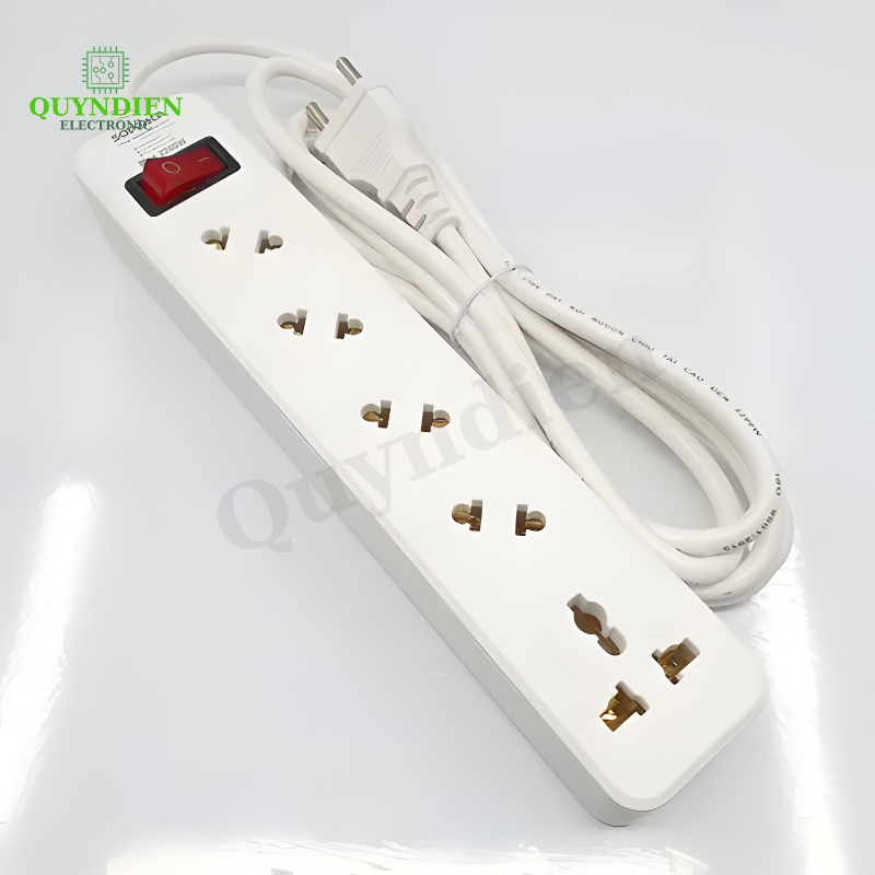 Ổ Cắm Lõi sứ chống cháy 5 Cửa Chéo con tắc 2200W  - VAT - Ổ cắm chéo 5 cửa 2200W 5A2-5