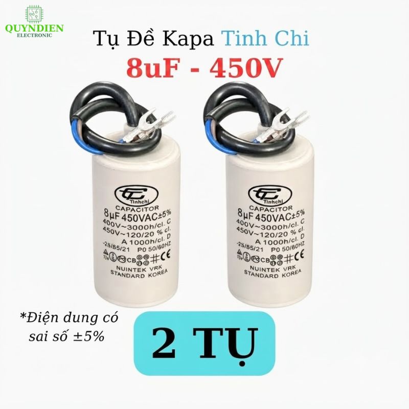Tụ Đề Máy Bơm Nước 8uF 450VAC Tinh Chi