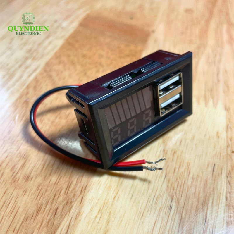 Đồng Hồ LED Đo Dung Lượng Pin 2 Cổng USB 12.6V