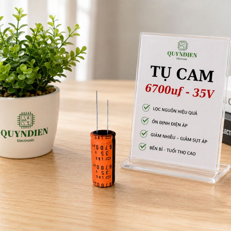 Tụ lộc nguồn LBG 6700uF 35V màu CAM chân mềm (18x40mm)