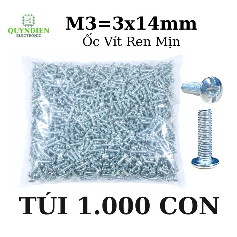 Ốc Vít Tán M3x14mm - Túi 100 Con