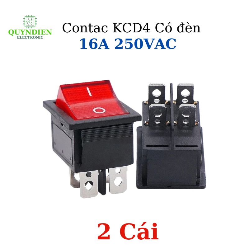 Công Tắc Bập Bênh 4 Chân KCD4 15/30A 250V Đỏ Có Đèn