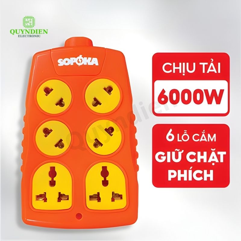 Ổ Cắm Siêu Tải 6 Lỗ Chéo 6000W