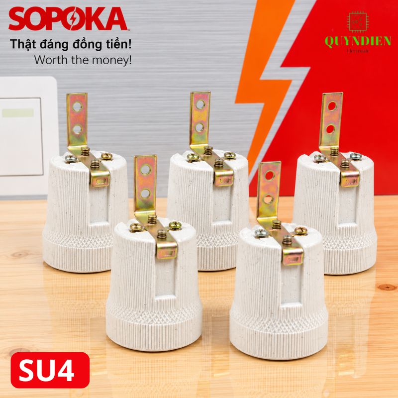 Đuôi Đèn Sứ Ren Vặn Xoáy E27 Chịu Nhiệt Cao SOPOKA