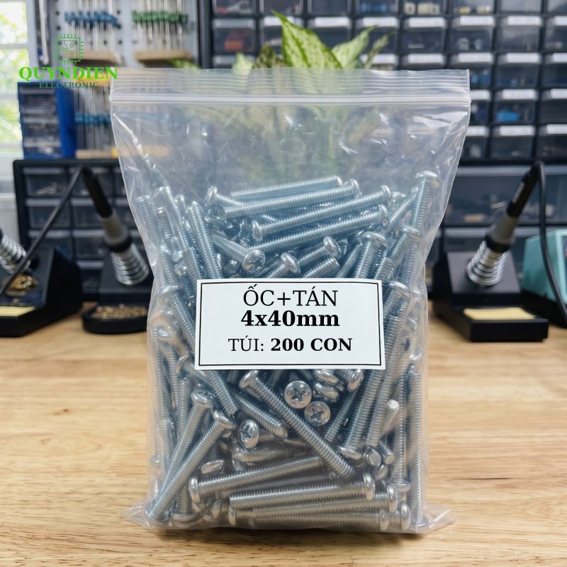 Ốc Vít M4x40mm Có Kèm Tán - Túi 100 Con