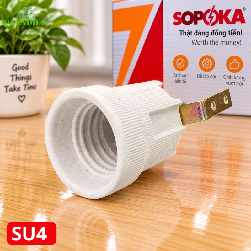 Đuôi Đèn Sứ Ren Vặn Xoáy E27 Chịu Nhiệt Cao SOPOKA