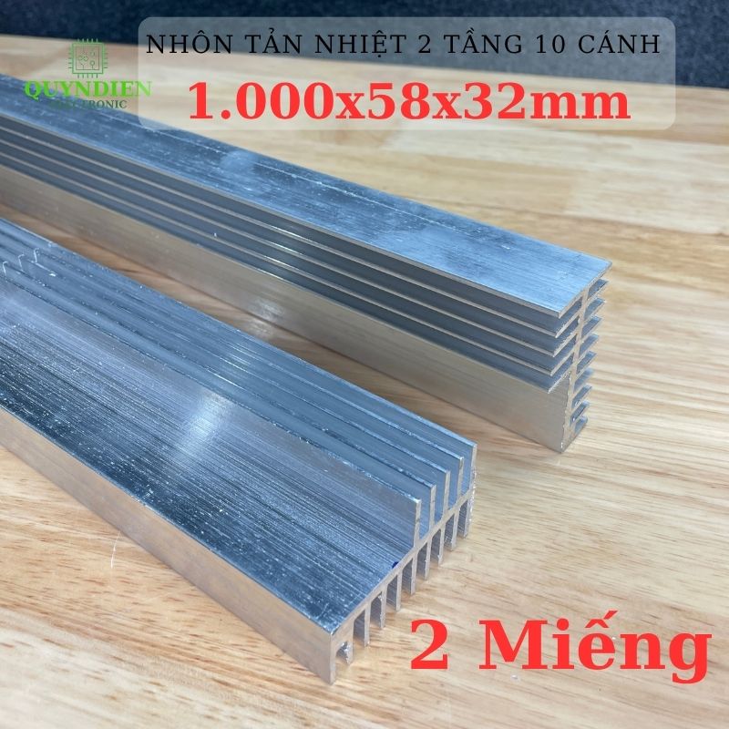 Nhôm Tản Nhiệt 2 Tầng 10 Cánh 1000x58x32mm