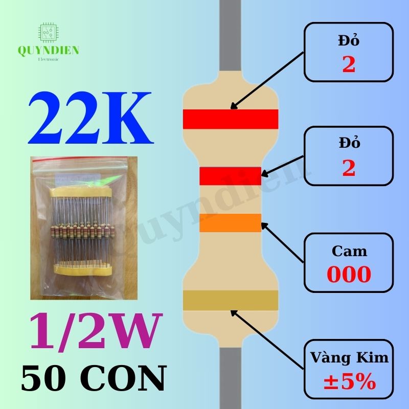 Điện trở Đài Loan 1/2W - 22K