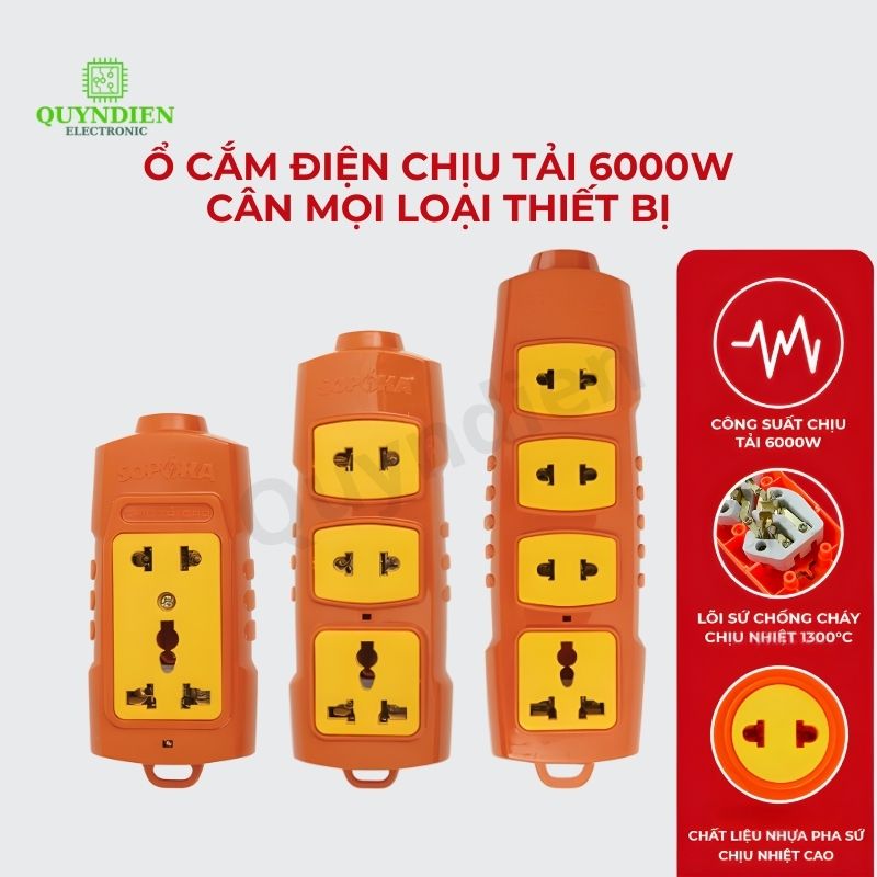 Ổ Cắm Điện Lỗ Thường Chịu Tải 6000W (Không Kèm Dây)