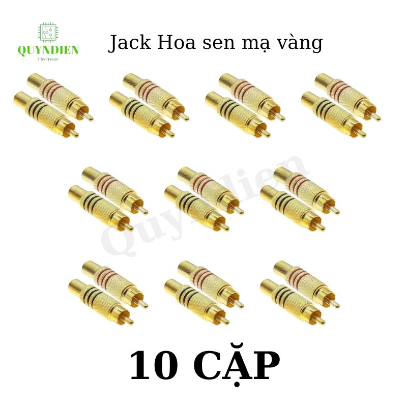 Jack Hoa Sen Mạ Vàng - Jack RCA AV Bắt Vít (1 đôi - đỏ + đen)