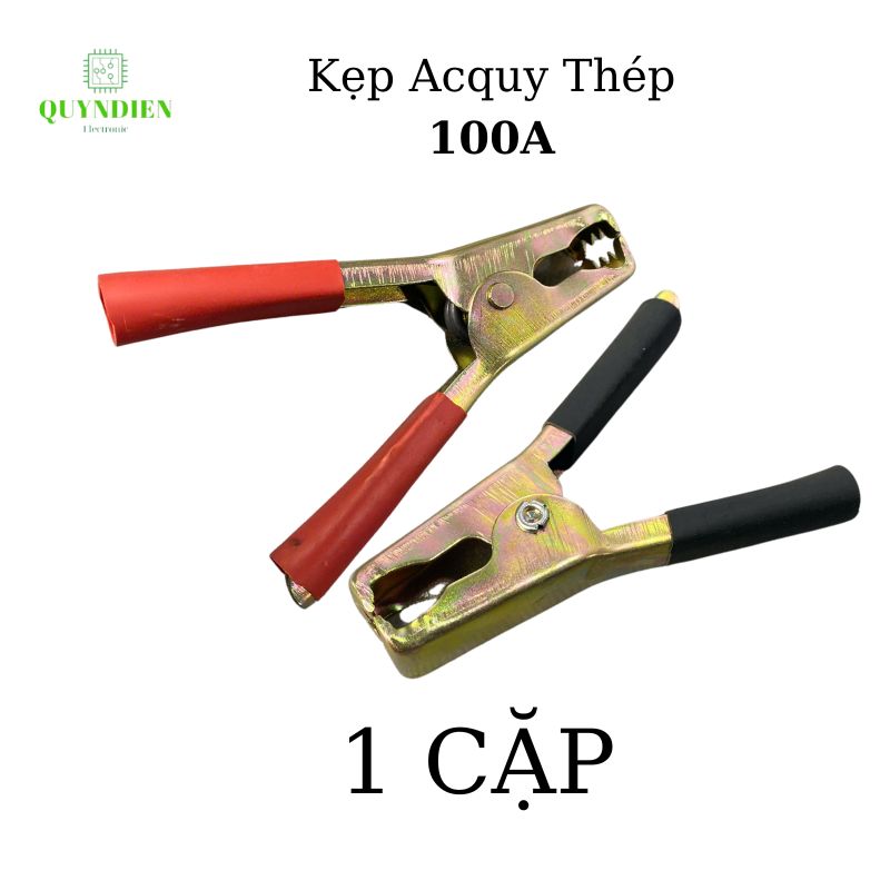 Kẹp ắc quy Acquy 100A Thép Không rỉ (Đỏ + Đen), 93mm, Lò Xo Cực Kì Khỏe.
