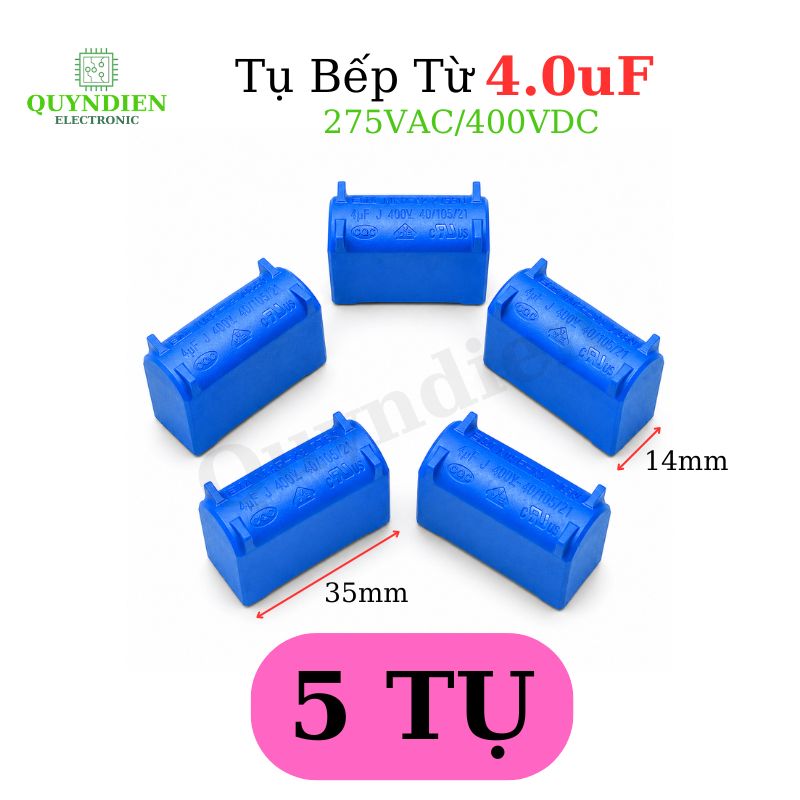 Tụ Bếp Từ 4uF 275VAC 400VDC Màu Xanh Loại Đứng