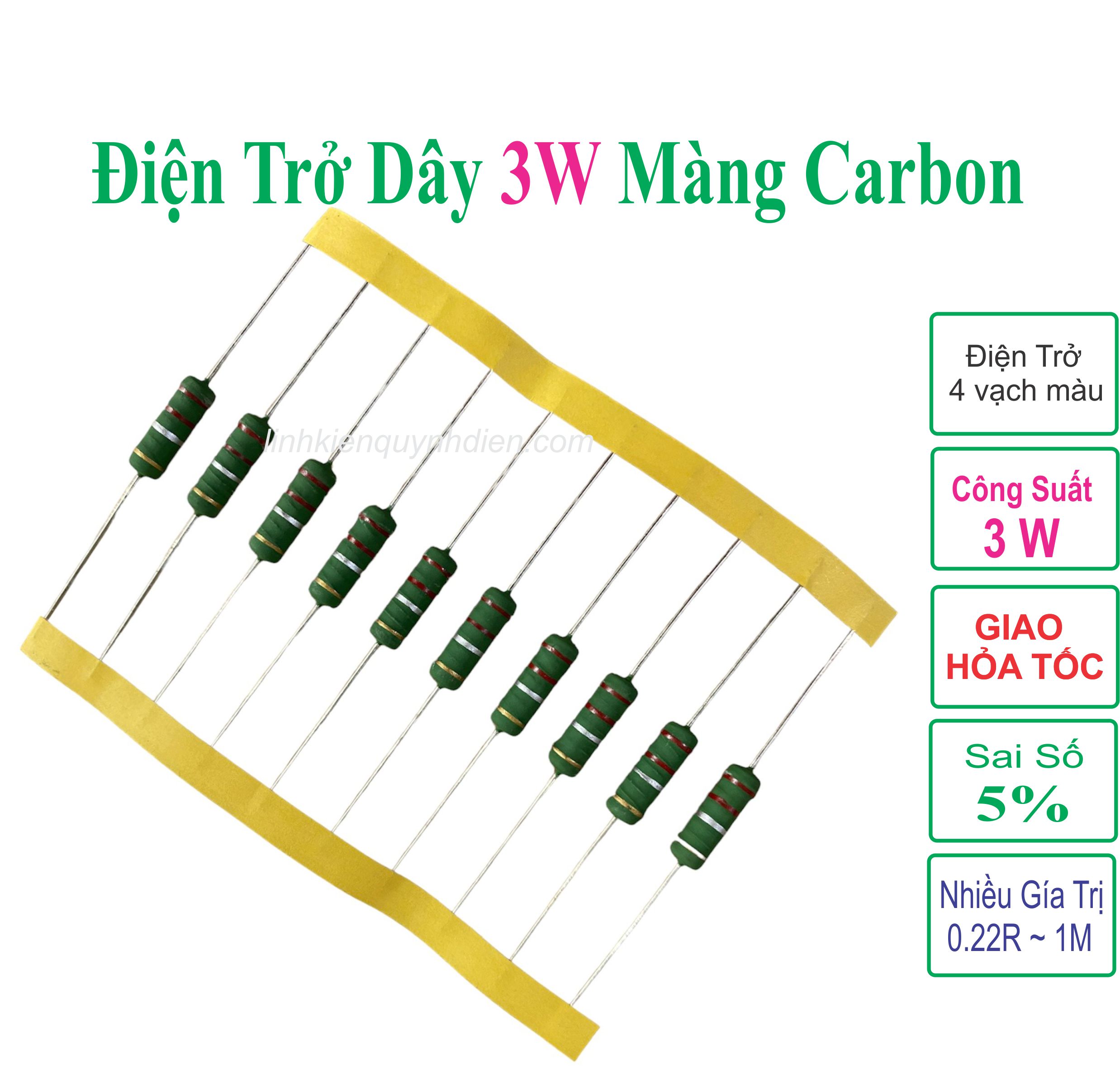 Điện Trở dây màng Carbon 3W 5% từ 0.22 ôm đến 1M