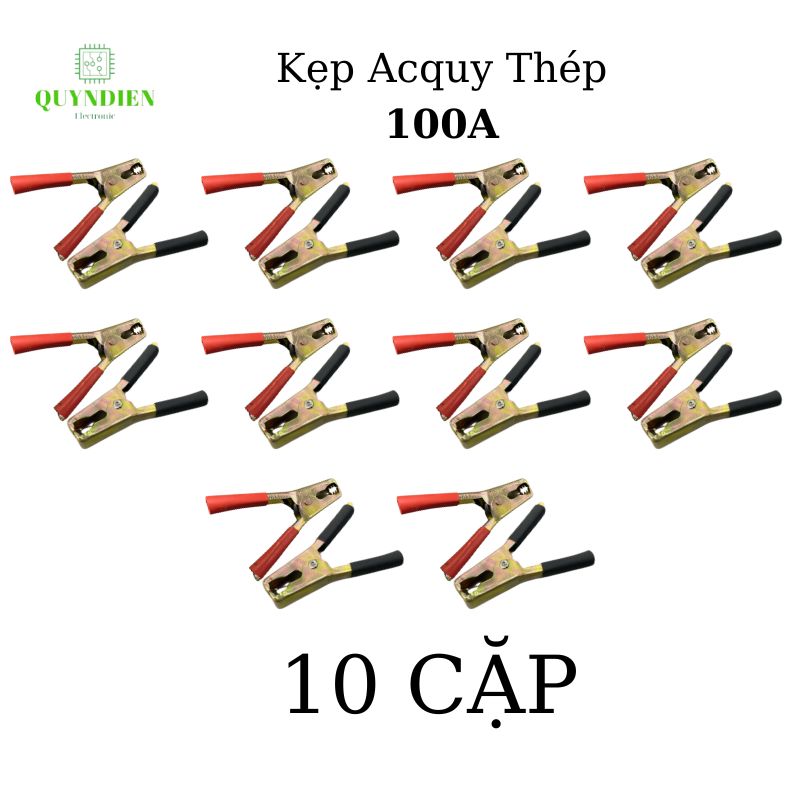 Kẹp ắc quy Acquy 100A Thép Không rỉ (Đỏ + Đen), 93mm, Lò Xo Cực Kì Khỏe.